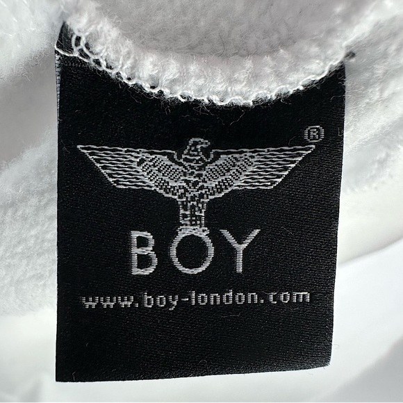 boy London Boy Is Love Long-sleeve Pullover Hoodie Heart Logo White Small - Picture 6 of 7
